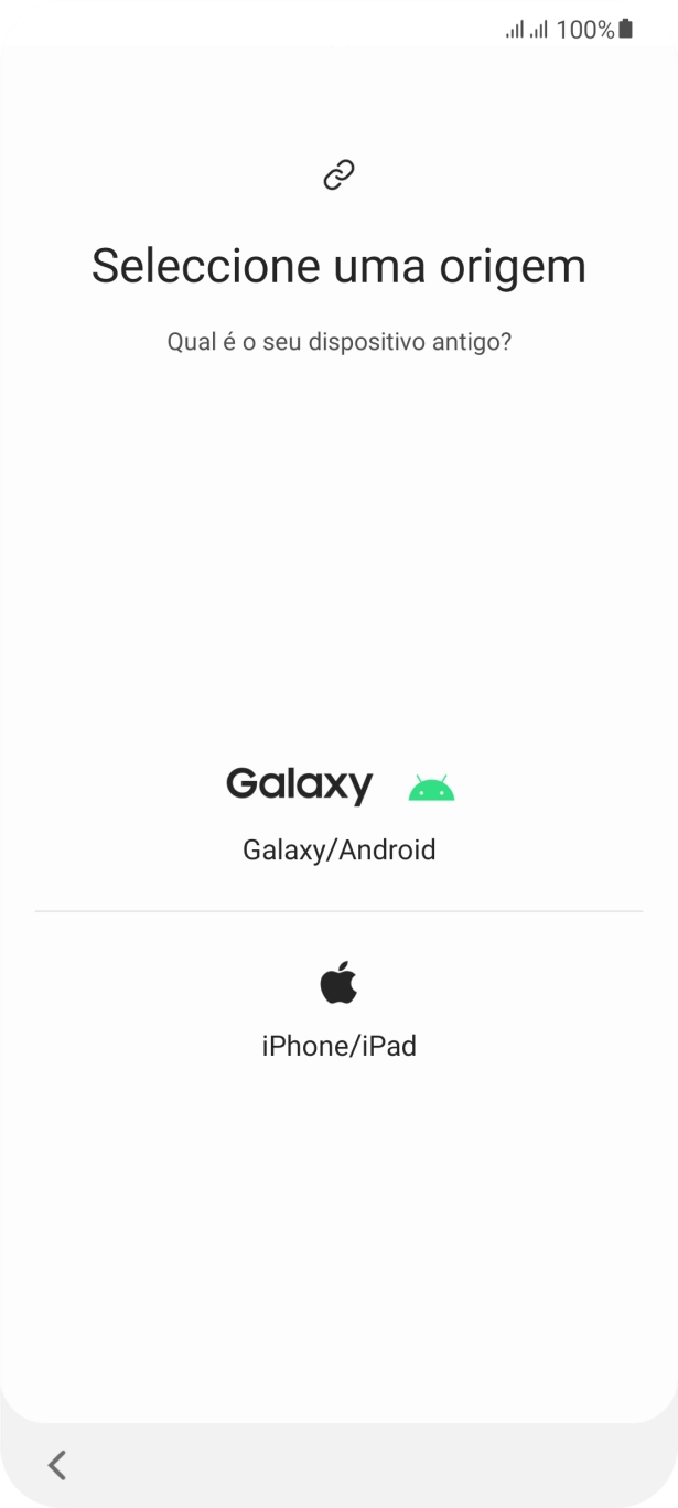 Prima a definição pretendida e siga as indicações no ecrã para transferir conteúdo de outro telefone.