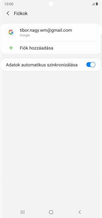 Válaszd a Fiók hozzáadása lehetőséget.