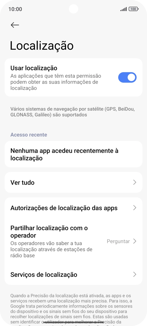 Prima Autorizações de localização das apps.