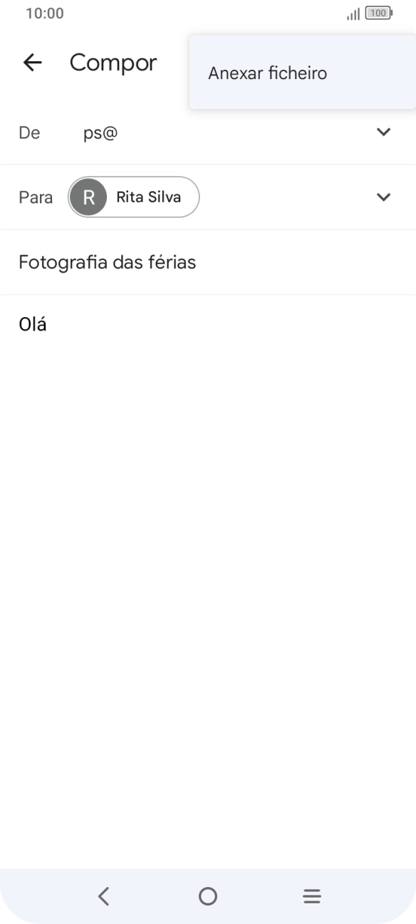 Prima Anexar ficheiro e vá até à pasta pretendida.