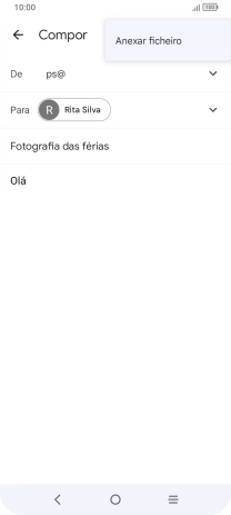 Prima Anexar ficheiro e vá até à pasta pretendida.