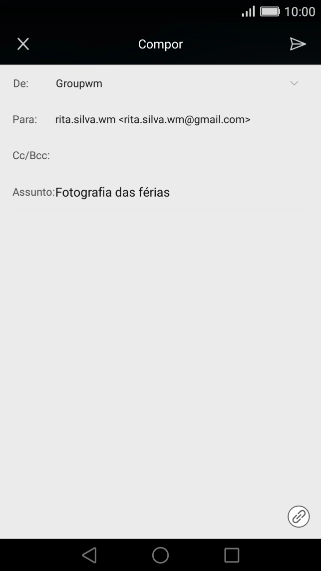 Prima o campo de escrita e escreva o texto do e-mail.