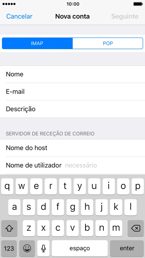 Prima Nome de utilizador e introduza o nome de utilizador da sua conta de e-mail.