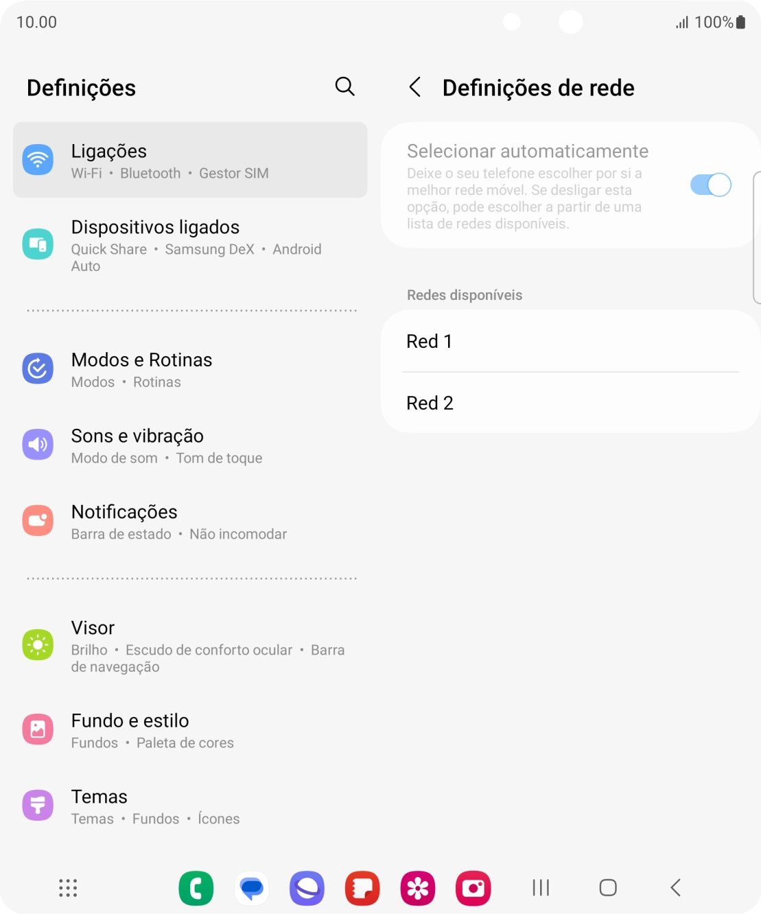 Prima a rede pretendida.