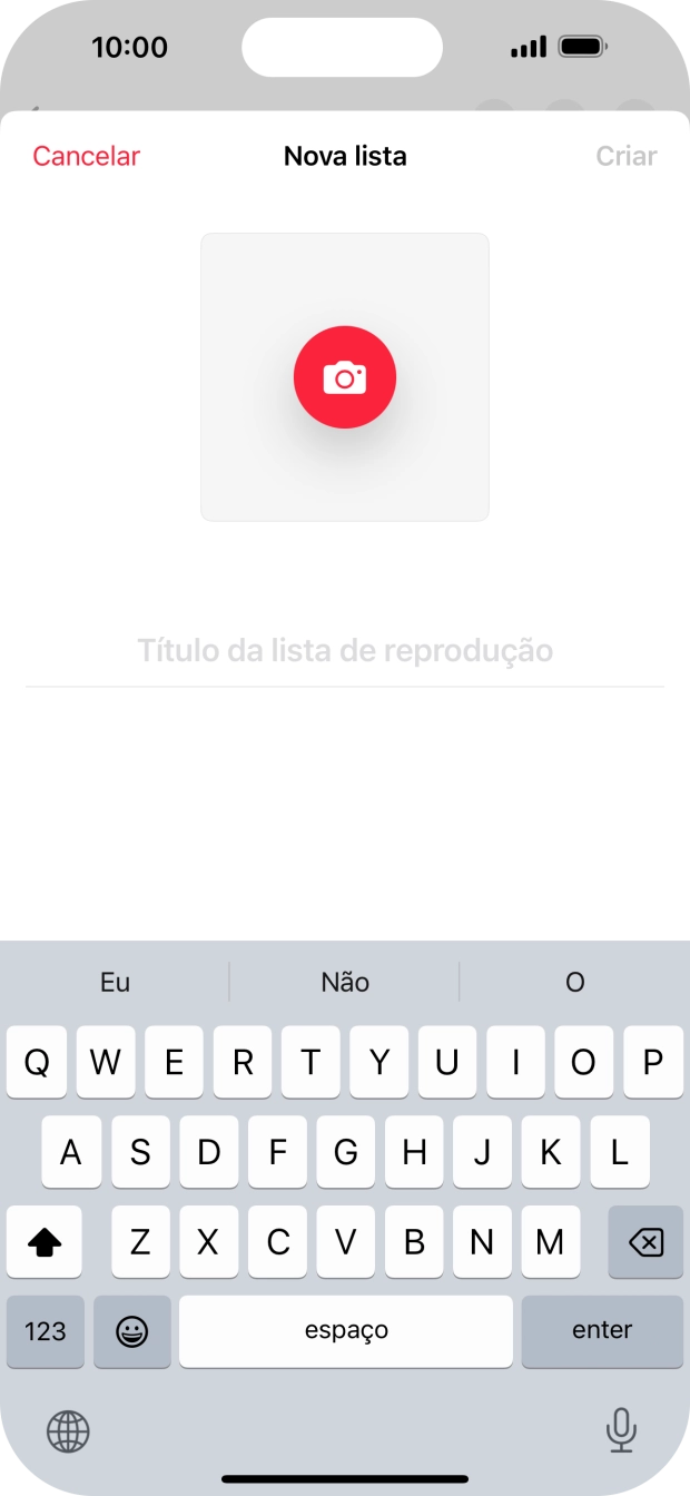 Prima o campo de escrita e introduza o nome da lista de reprodução.