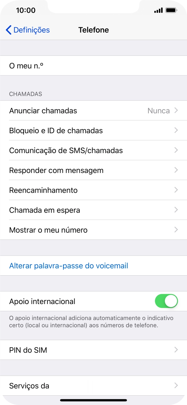 Prima Mostrar o meu número.