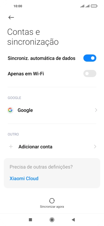 Prima Adicionar conta.