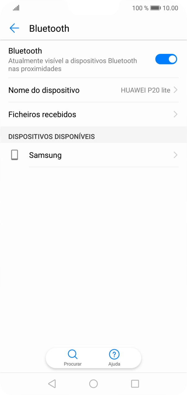 Prima o dispositivo Bluetooth pretendido e siga as indicações no ecrã para emparelhar o dispositivo com o telefone.