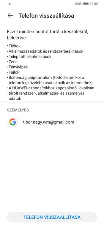 Válaszd a TELEFON VISSZAÁLLÍTÁSA lehetőséget.