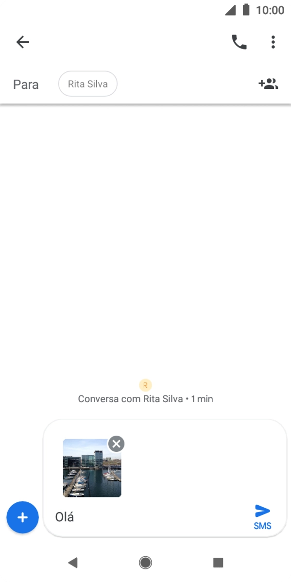 Prima o ícone para enviar quando terminar de escrever a sua mensagem multimédia.