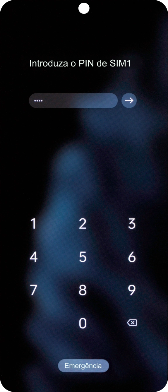 Se necessário, introduza o código PIN e prima a seta para a direita.