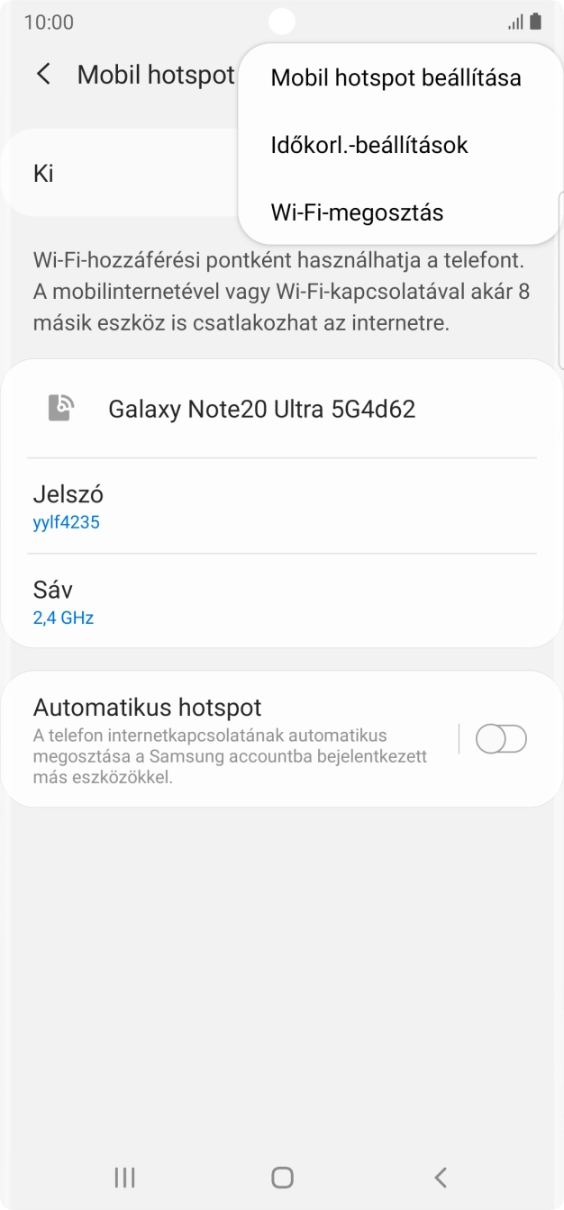 Válaszd a Mobil hotspot beállítása lehetőséget.