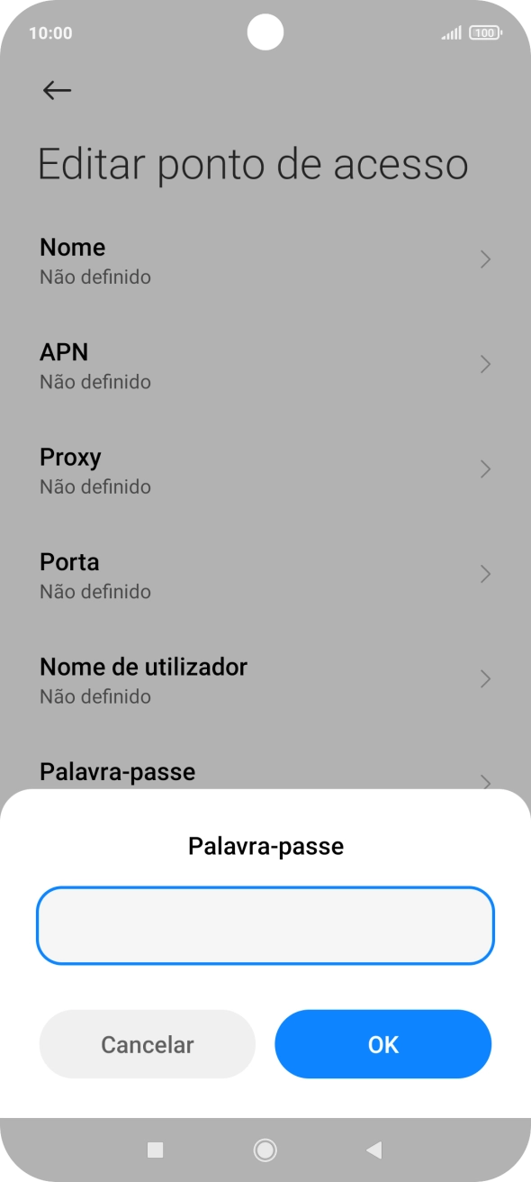 Introduza vodafone e prima OK.