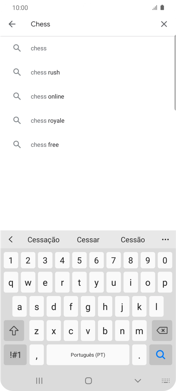 Introduza o nome ou categoria da app pretendida e prima o ícone para pesquisar.