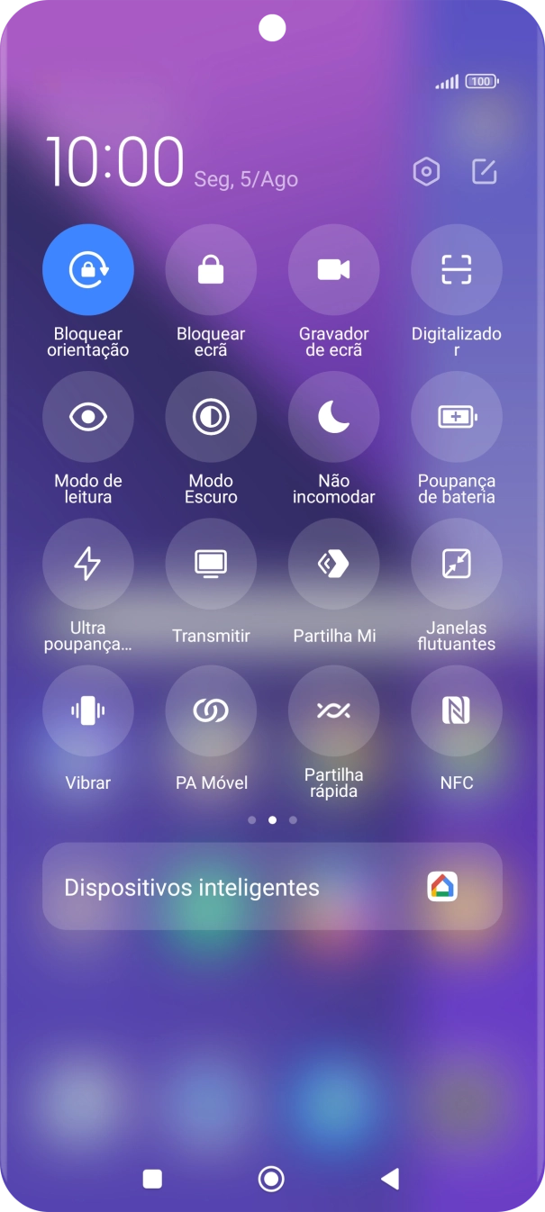 Prima o ícone de bateria para ativar a função.