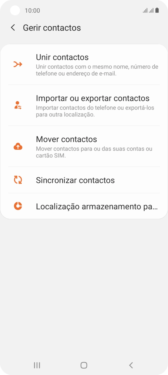 Prima Importar ou exportar contactos.