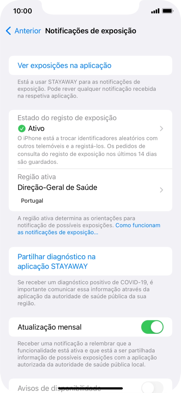 Prima Estado do registo de exposição.