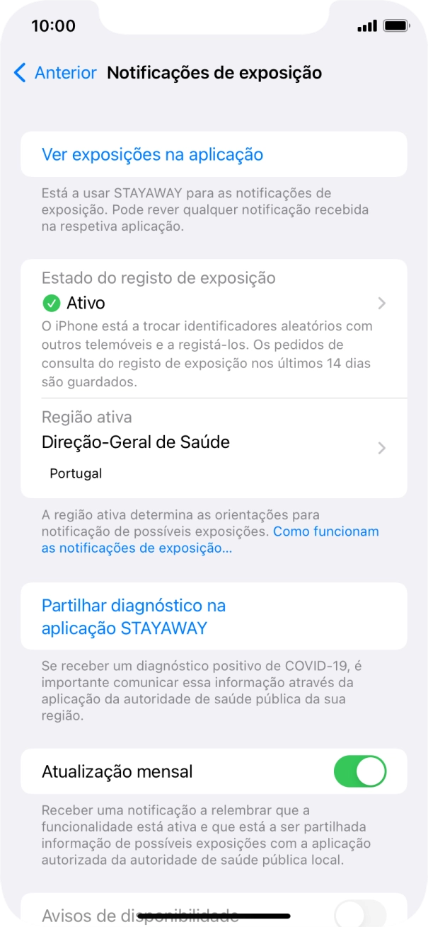Prima Estado do registo de exposição.