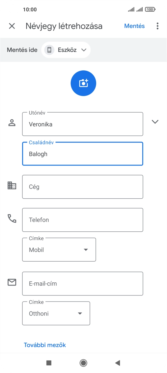 Kattints a Telefon mezőre, és írd be a kívánt telefonszámot.