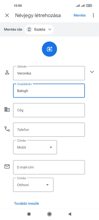 Kattints a Telefon mezőre, és írd be a kívánt telefonszámot.