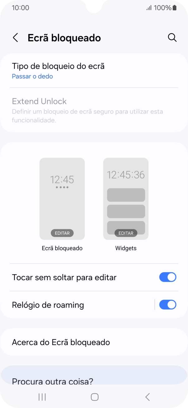 Prima Tipo de bloqueio do ecrã.