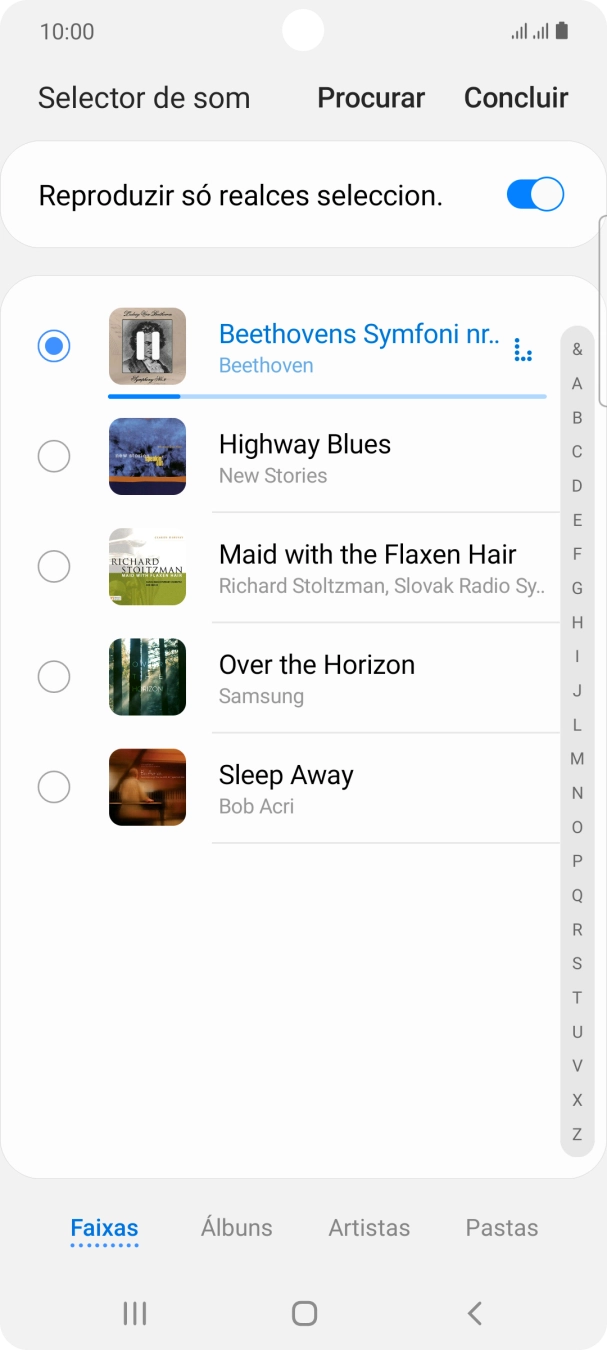 Quando tiver encontrado o tom de toque que pretende, prima Concluir.