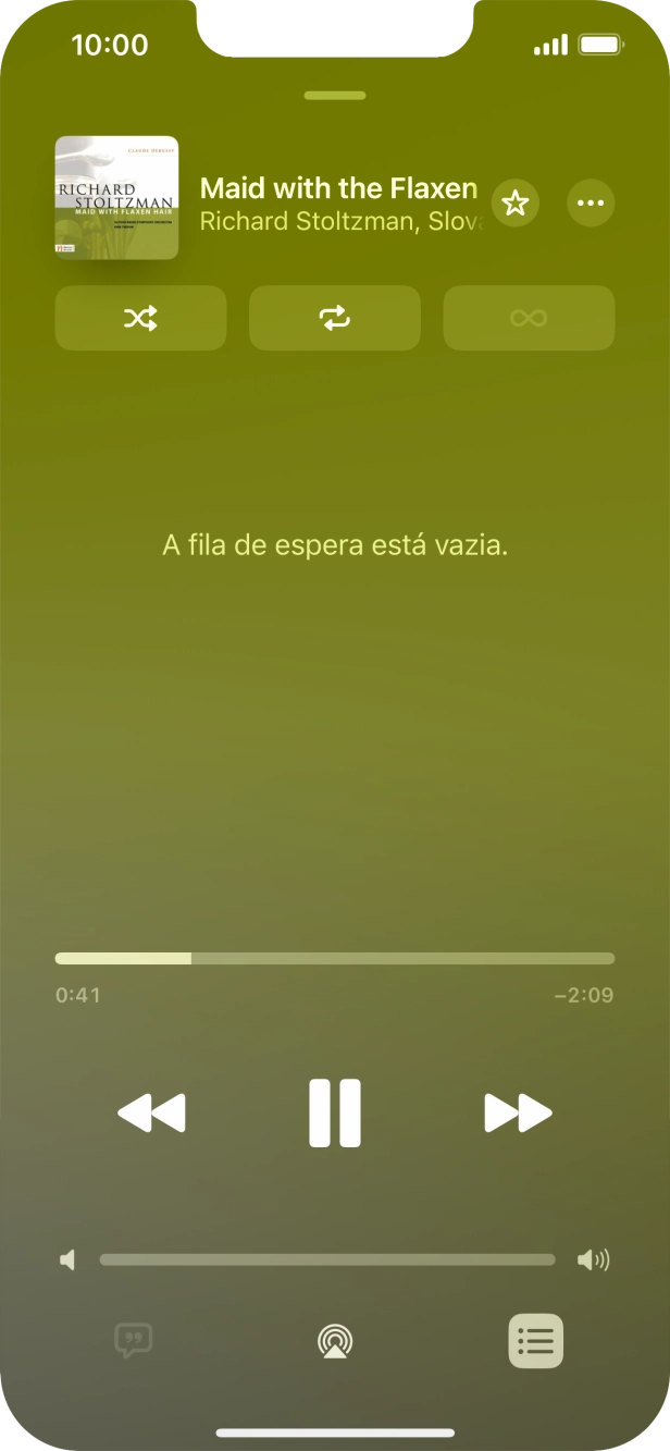 Prima o ícone de reprodução aleatória para ativar ou desativar a função.