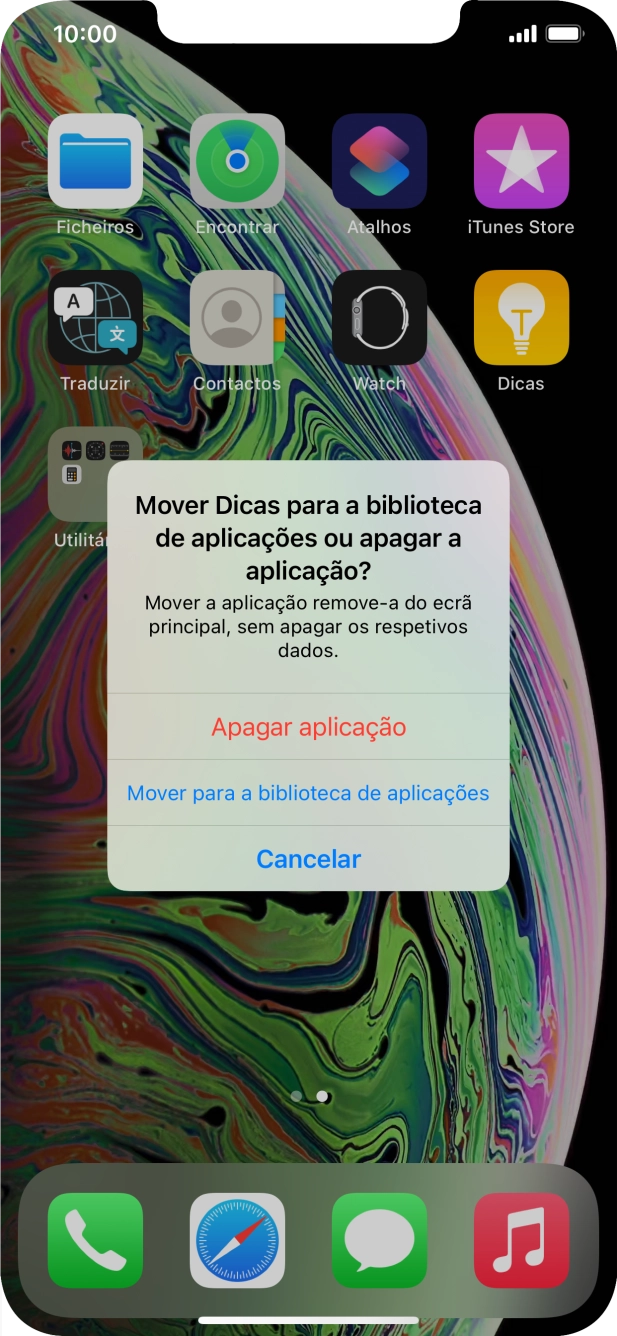 Prima Apagar aplicação.