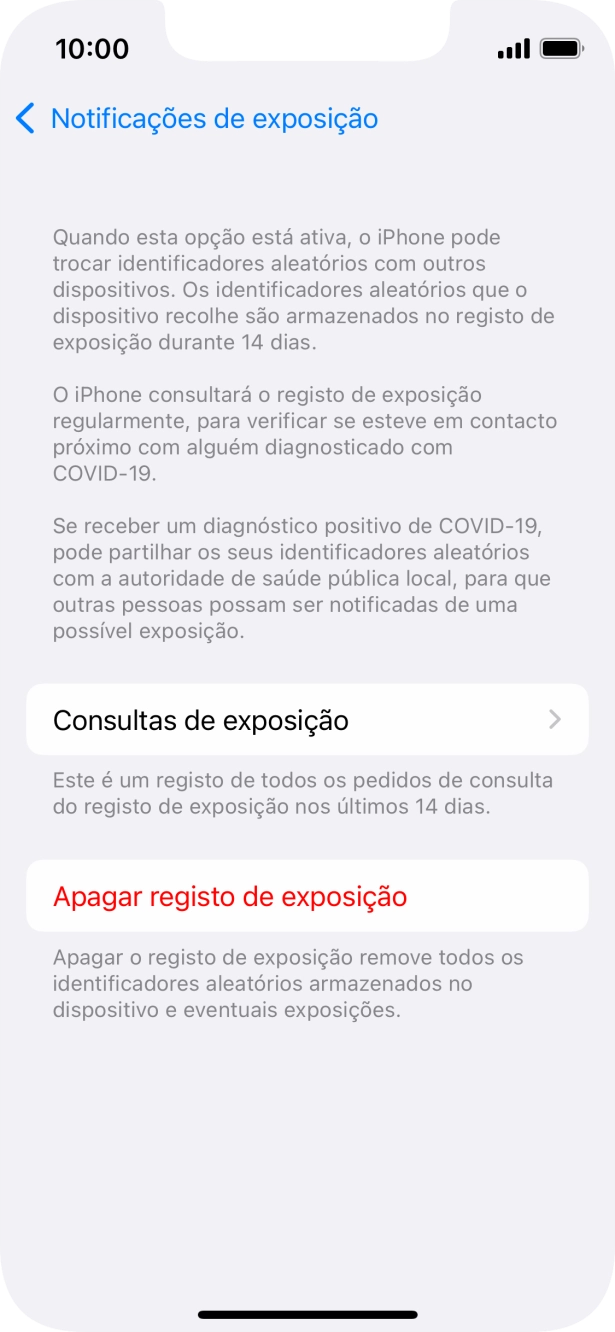 Prima Apagar registo de exposição.