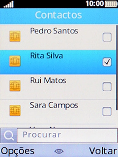 Prima a tecla de seleção esquerda.
