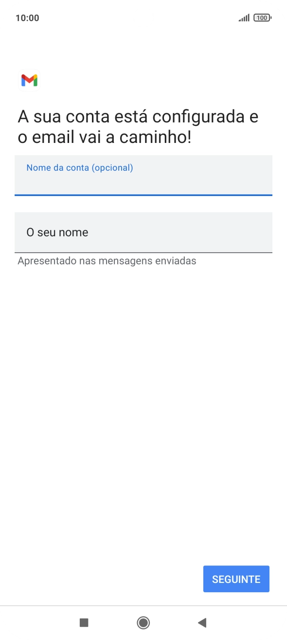 Prima O seu nome e introduza o nome do remetente pretendido.