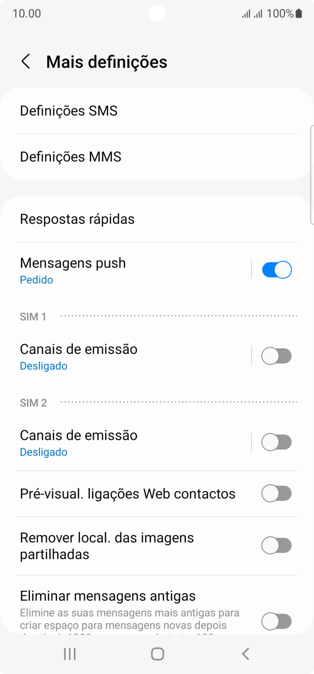 Prima Definições SMS.