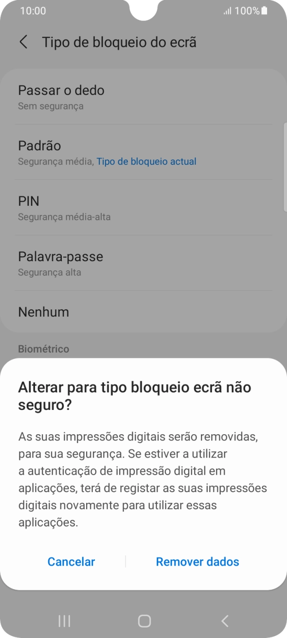 Prima Remover dados.