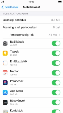 Kattints a kívánt programok melletti csúszkákra a funkciók be- vagy kikapcsolásához.
