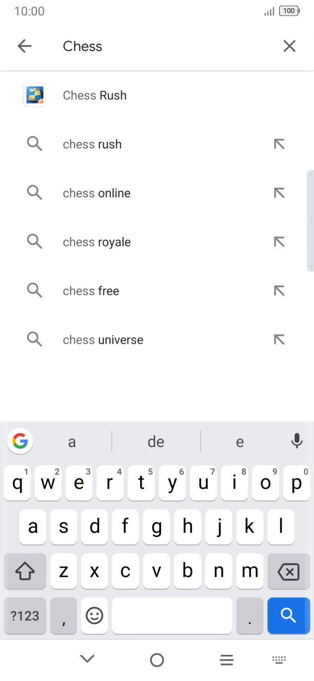 Introduza o nome ou categoria da app pretendida e prima o ícone para pesquisar.