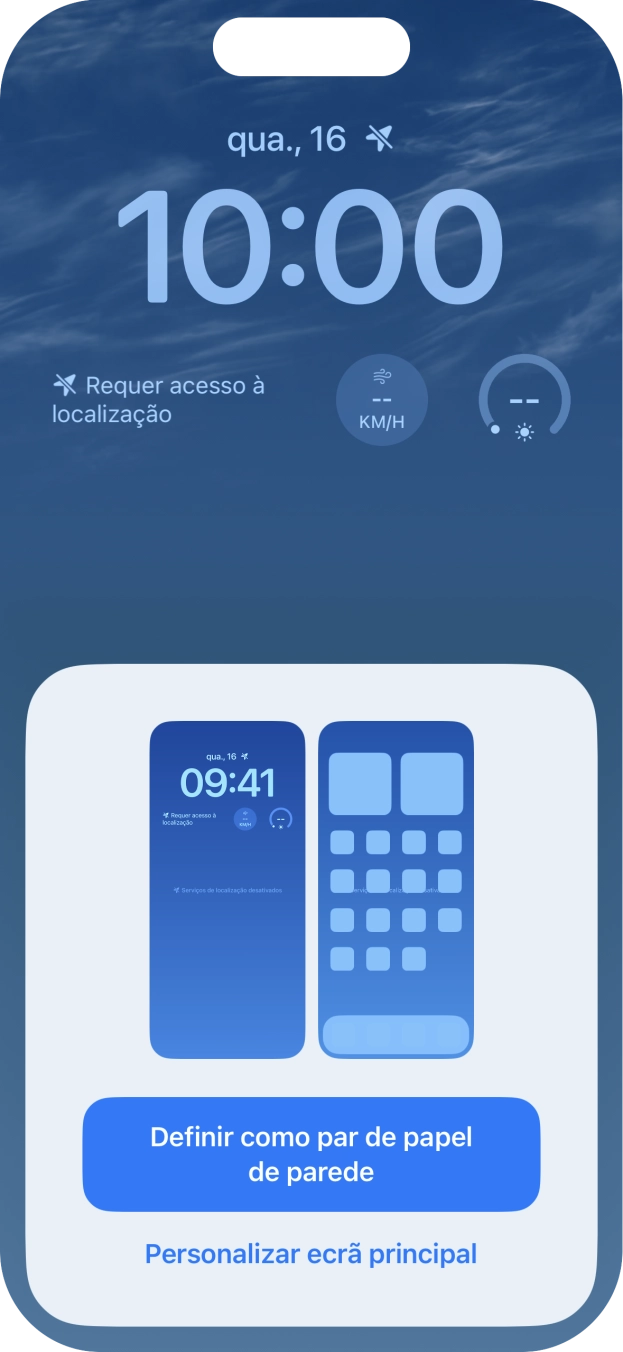 Se pretender utilizar o mesmo esquema de cores para o ecrã principal, prima Definir como par de papel de parede.