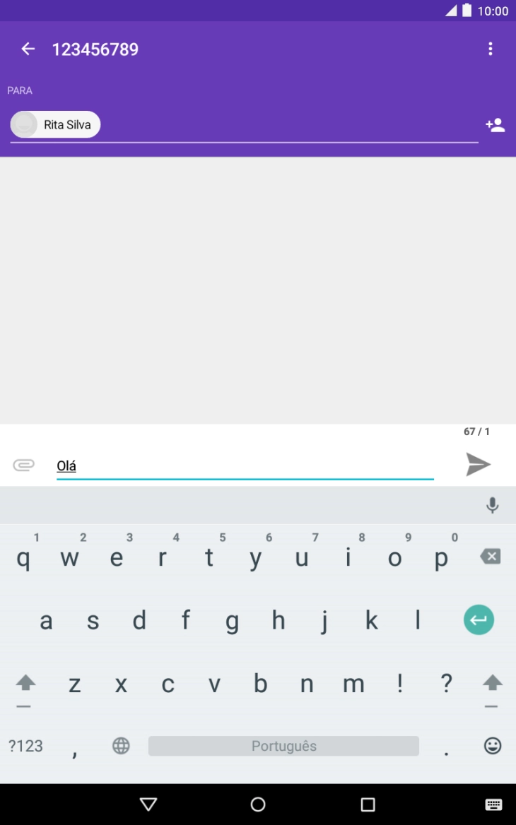 Prima o ícone para enviar quando terminar de escrever a sua mensagem curta.