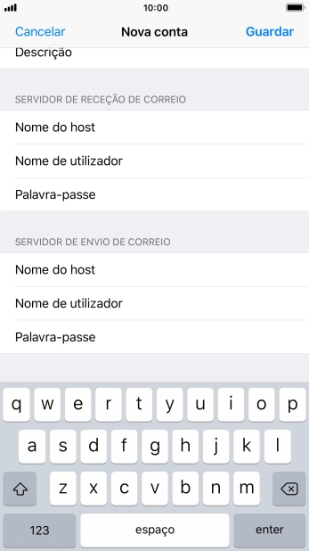 Prima Guardar. A sua conta de e-mail está agora configurada. Se pretender escolher definições adicionais para o servidor de receção e envio, siga os passos seguintes.