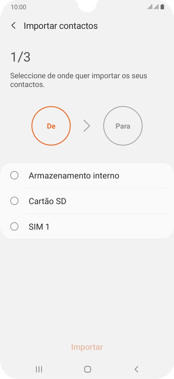 Prima o cartão SIM pretendido.