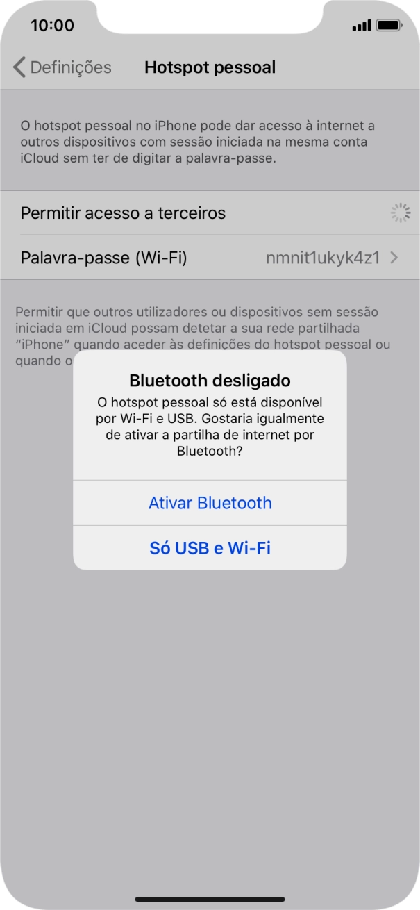Se o Wi-Fi estiver ativado, prima Só USB e Wi-Fi .