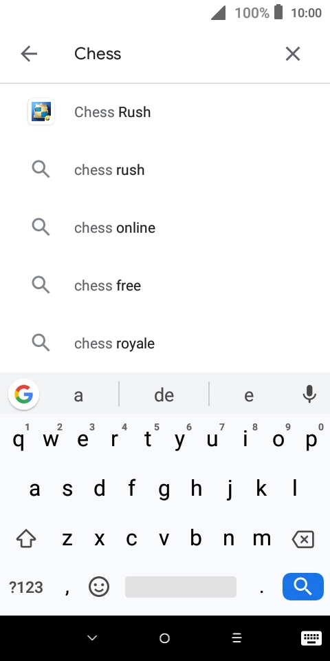 Introduza o nome ou categoria da app pretendida e prima o ícone para pesquisar.