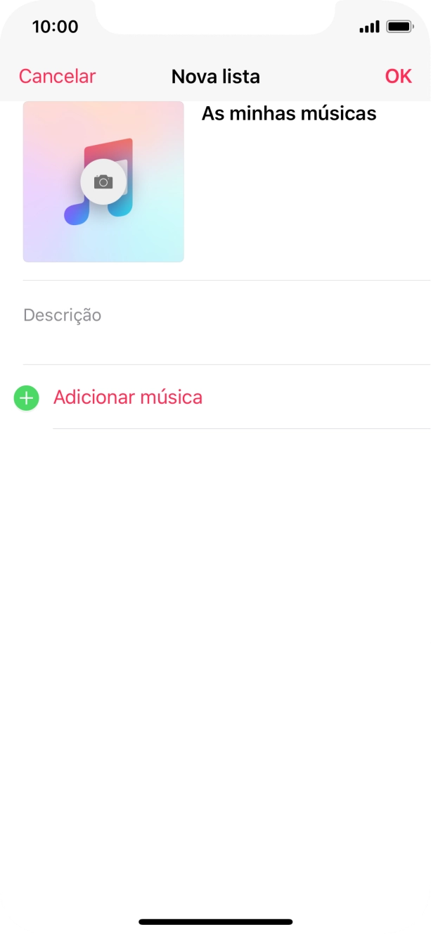 Prima Adicionar música.