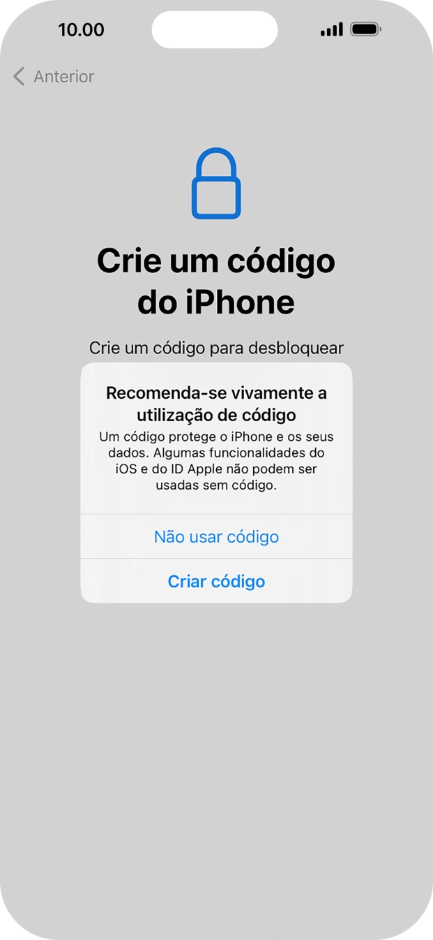 Se desativar a função, prima Não usar código.