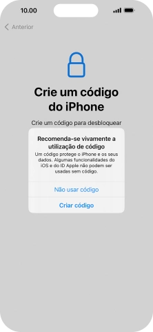 Se desativar a função, prima Não usar código.