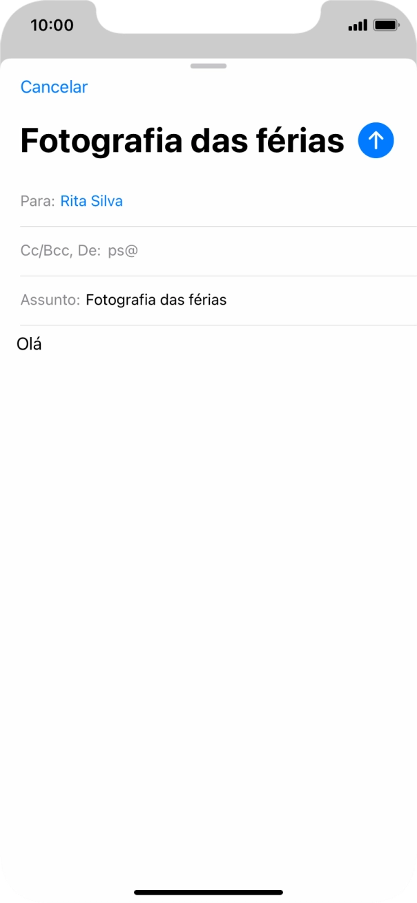 Mantenha premido o campo de escrita até aparecer um menu no ecrã.