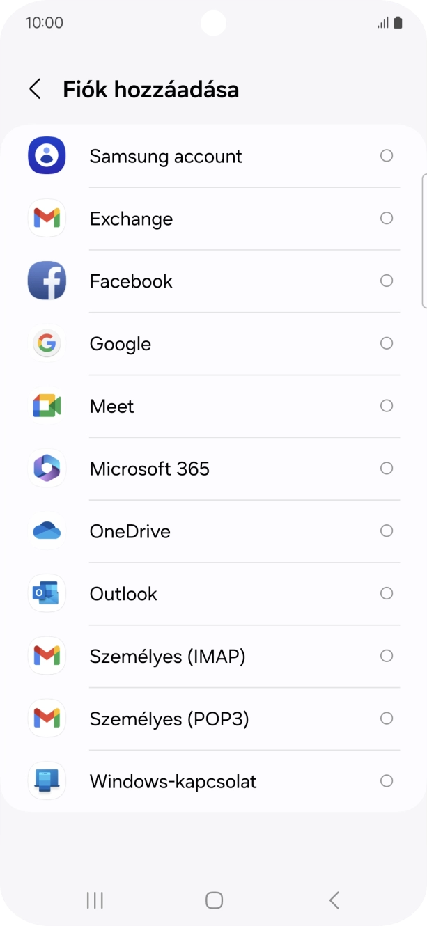 Válaszd a Google lehetőséget.