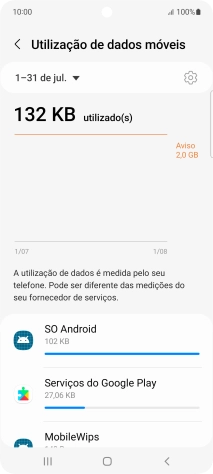 O consumo de dados de cada aplicação é mostrado sob o nome da aplicação.