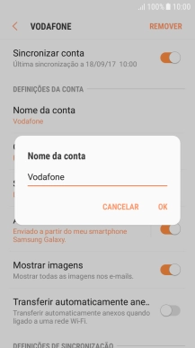 Introduza o nome pretendido da conta de e-mail OK.