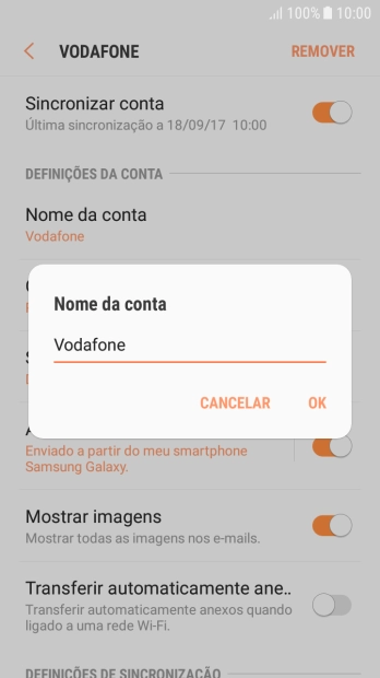 Introduza o nome pretendido da conta de e-mail OK.