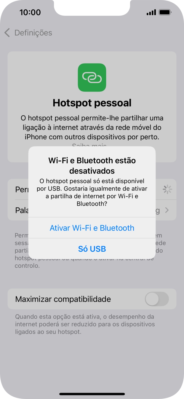 Se o Wi-Fi estiver desativado, prima Ativar Wi-Fi e Bluetooth.